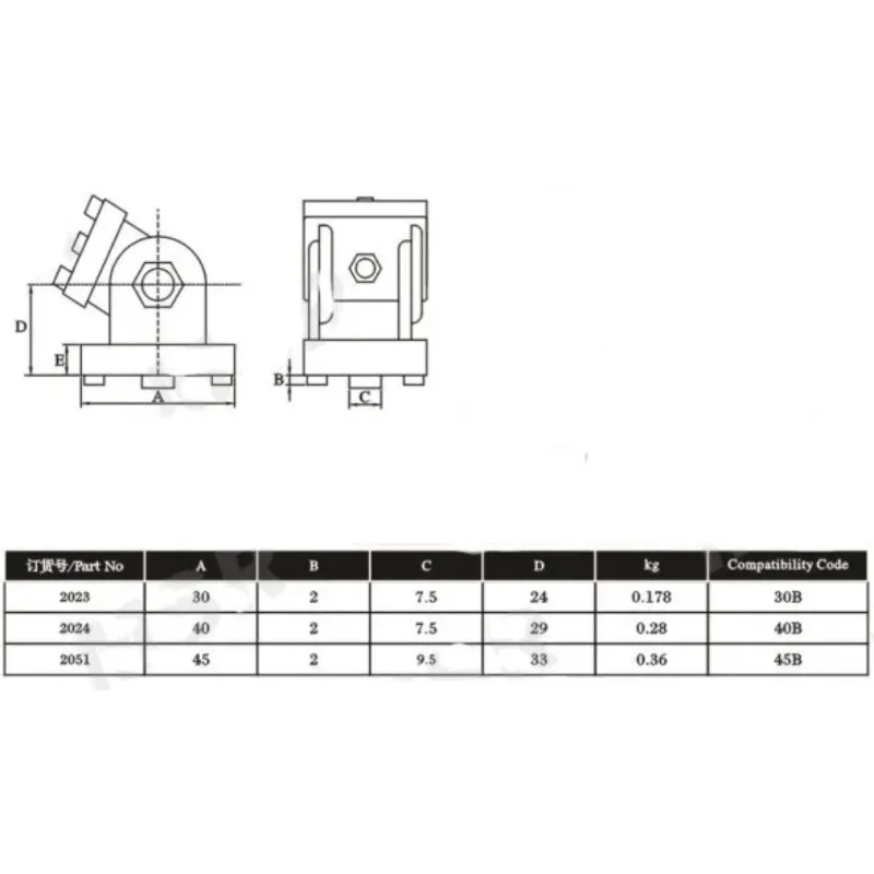 2020/3030/4040/4545 Zinc alloy living hinge Aluminum profile fittings Right angle Zinc Alloy Flexible Pivot Joint connector