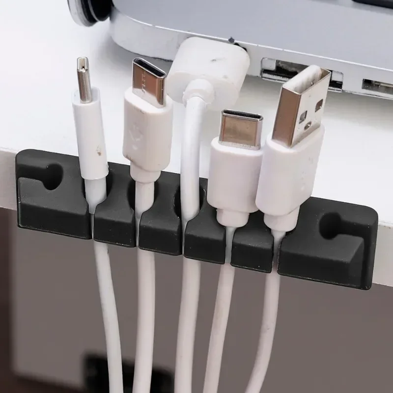 Penata kabel pemegang kabel silikon, pengatur kabel USB Winder Desktop rapi klip kabel untuk Mouse Headphone