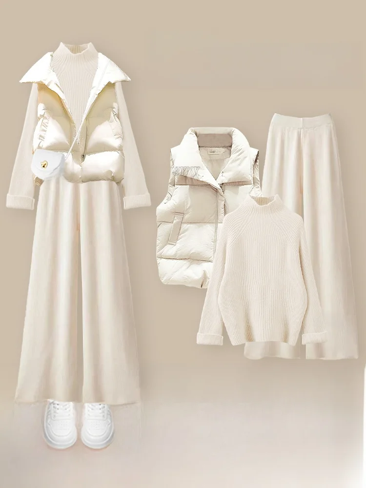 

Коврик Winter Faion, женский хлопковый тюнет, свитер с высоким воротником, широкие брюки, комплект футболок, комплект Ele Sle Ensemble