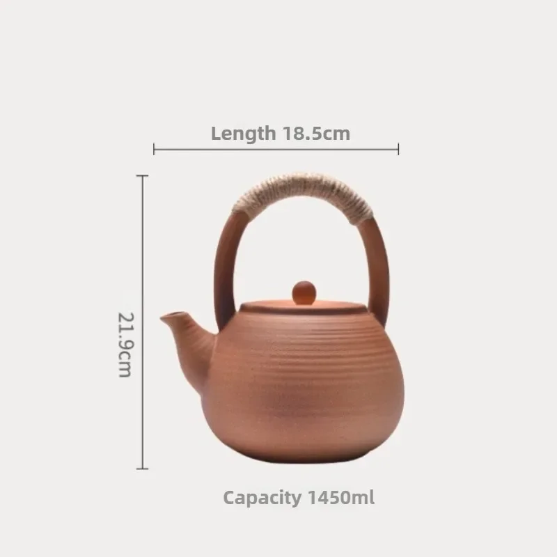 Chinese Kung Fu Style Teapot Boiling Kettle Enclosed Stove Lifting Beam Side Handle Pot Coarse Pottery Single Pot Ceramics