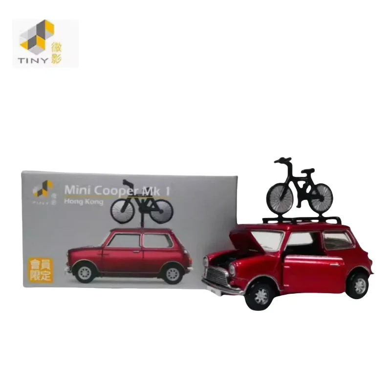 1/50 Mini Cooper Mk 1 Electroplated red diecast alloy simulation model, children's collection decorative toys, gifts for boys.