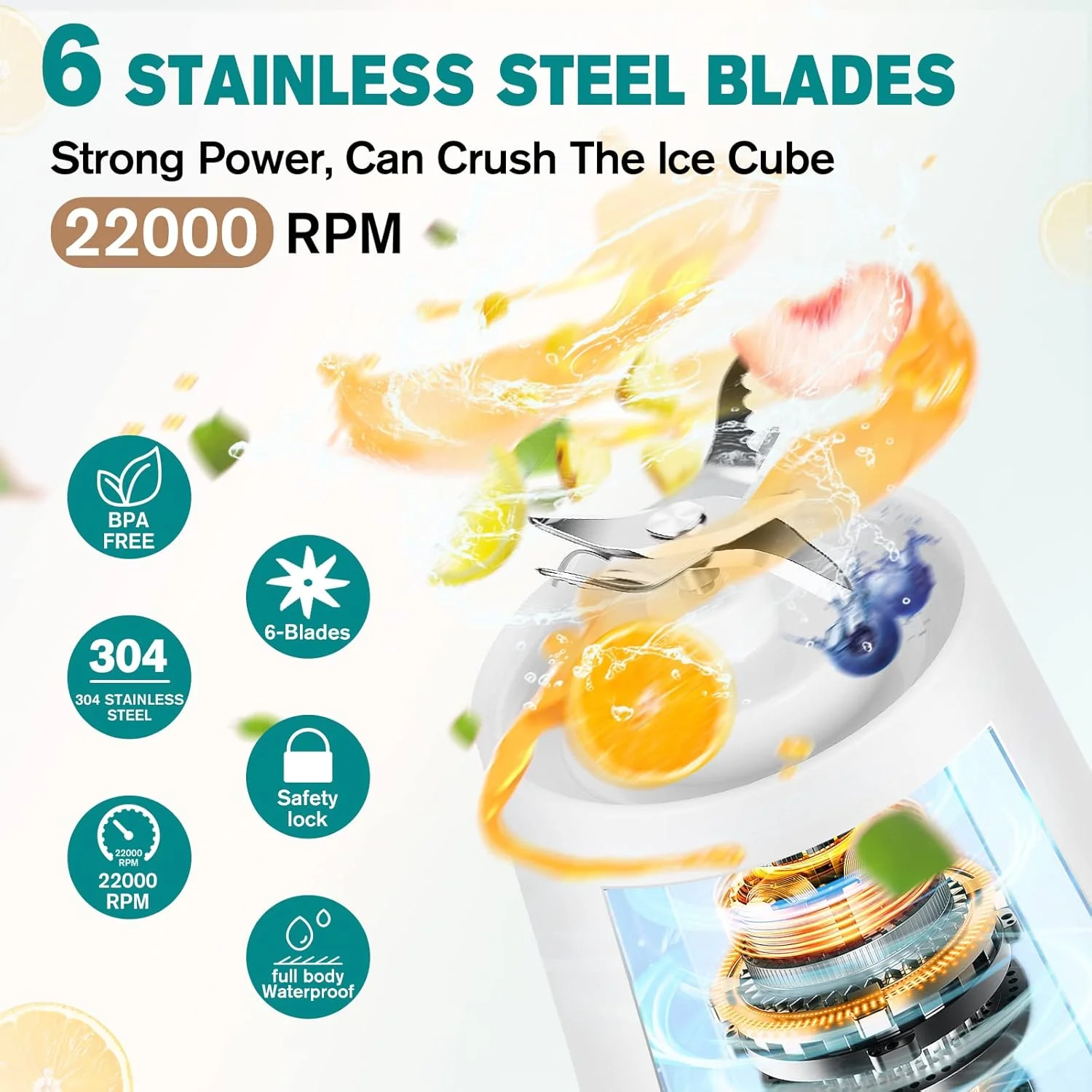 Portable Blender for Shakes and smoothies with Scale, 4000mAh Personal  Blender 15.2 oz,150w 6-Blades Blender Bottles, USB Recha