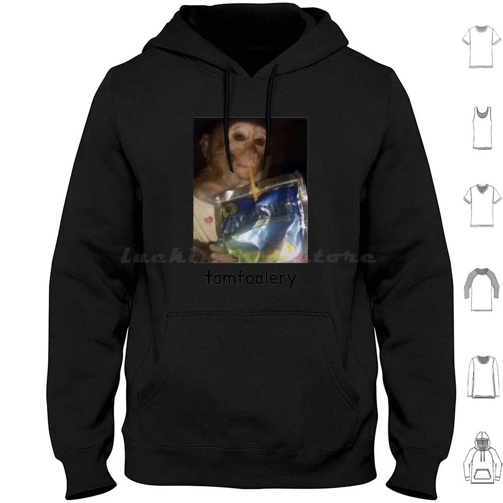 Tomfoolery Funny Monkey Hoodie Cotton Long Sleeve Tomfoolery Shit Post Funny Monkey Cute Thanks Memes Nonsensical Cursed Meme