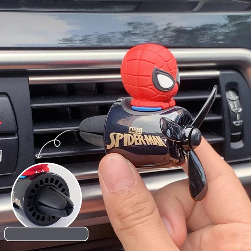 Anime Stitch Car Aromatherapy Accessory Kawaii Spider-Man Car Air Conditioning Port Decoration Rotating Propeller Toys Gifts - Detail 1