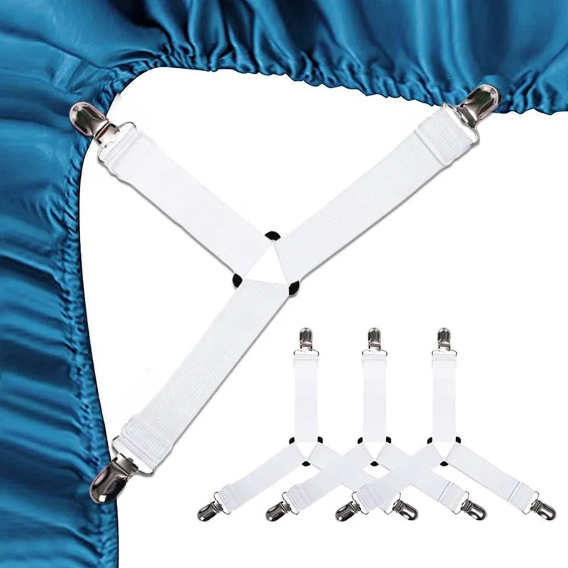 

4Pcs/Set Elastic Bed Sheet Grippers Belt Fastener Bed Sheet Clips Mattress Cover Blankets Quilt Holder Textiles Organize Gadgets