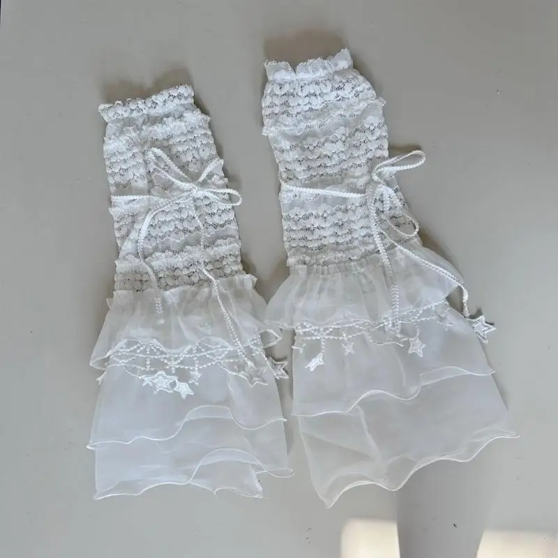 

195E женские кружевные гетры с рюшами, милые гольфы, сетчатые расклешенные носки принцессы с рукавами, костюмы на Хэллоуин