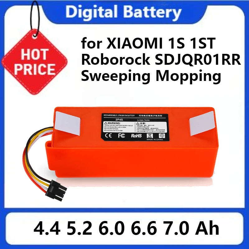 

18650 Replacement Battery for XIAOMI 1S 1ST Roborock SDJQR01RR Sweeping Mopping Robot Vacuum Cleaner 4400mah 7000mah