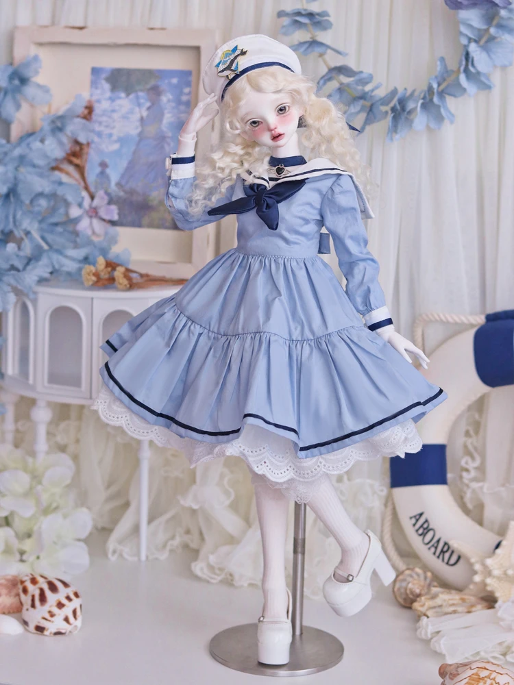 BJD doll clothes suitable for 1/3 1/4 size cute doll navy style clothes set doll accessories (6 points)