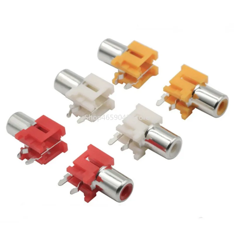 5Pcs/lot RCA Socket 2-pin AV Same Core Socket PCB Welded Audio and Video Lotus Base Av-8.4-5 Red/White/Yellow