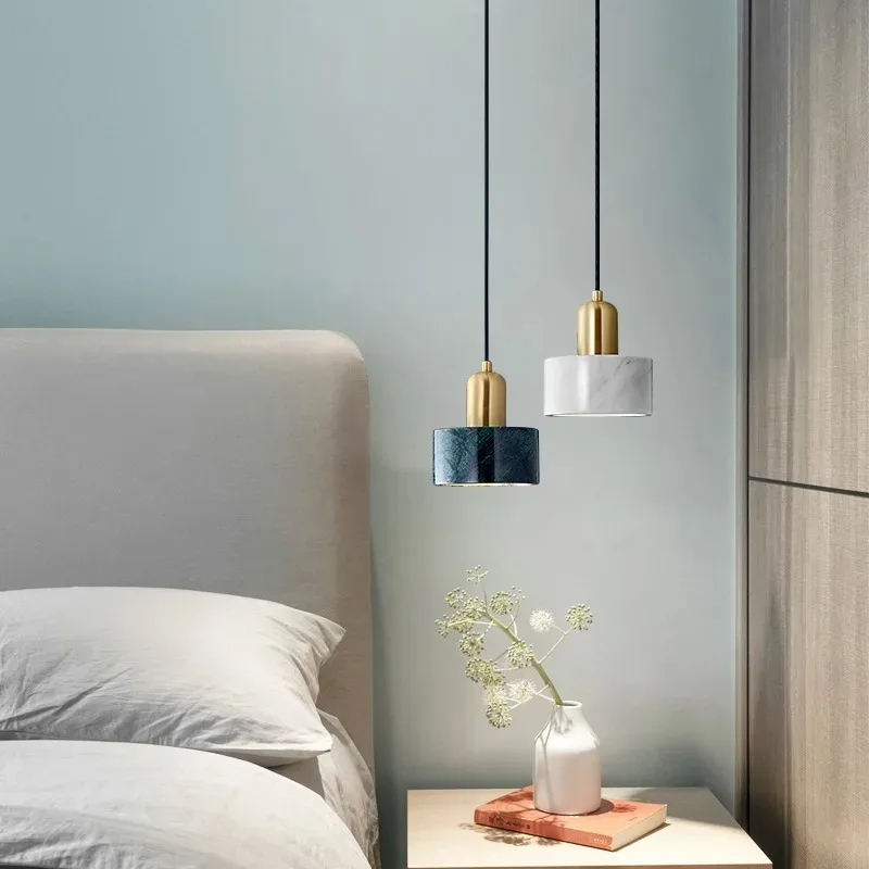 

Nordic Light Luxury Brass Marble Chandelier Post-modern Minimalist Creative Restaurant Bar Lamp Bedroom Chandelier Room Decor