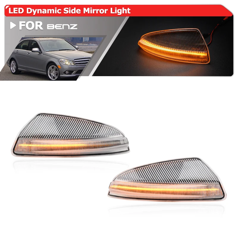 

2x For Benz C-Class W204 S204 07-14 Viano Vito W639 ML W164 Dynamic Led Rearview Side Wing Mirror Corner Blinkers Turn Signal