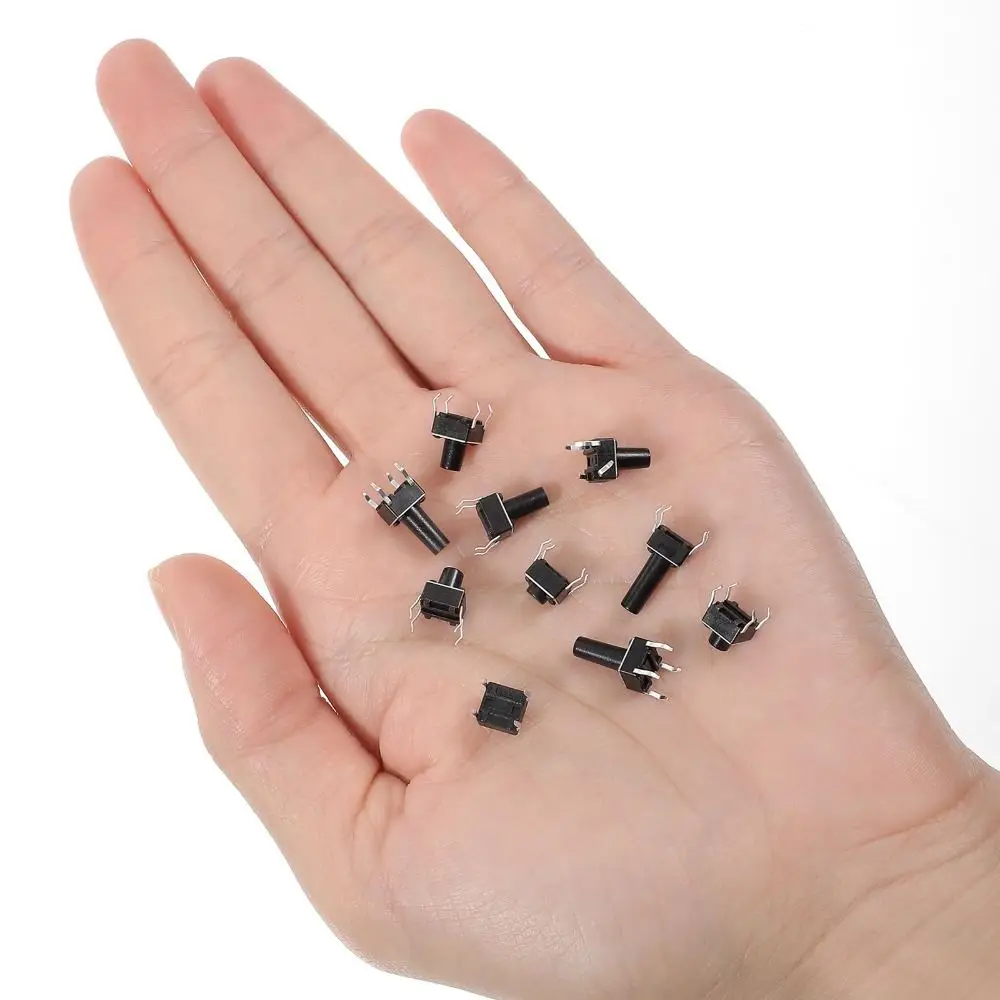 

200pcs 200PCS Boxed 6*6 Size Key Switch Kit Tactile 4 Feet Tact Push Button Switch Mixed Touch Buttons 12V Universal Switch TV