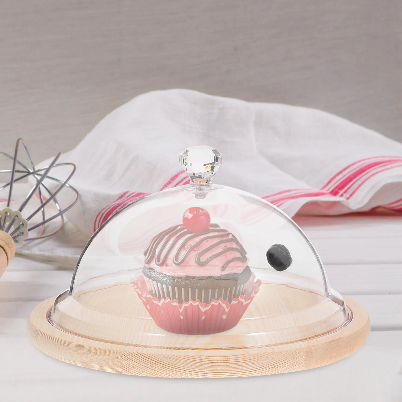 

Transparent Cake Dome Clear Plastic Cover Pc Wood Materials Stylish Design Easy to Use and Store Smoking Dome Cover