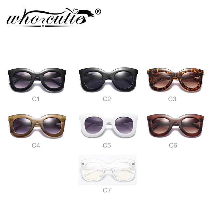 WHO CUTIE Oversized Cat Eye Flat Top Sunglasses Women 2025 Brand Design Gradient Lens Sun Glasses Retro Vintage Shades Lady 393B