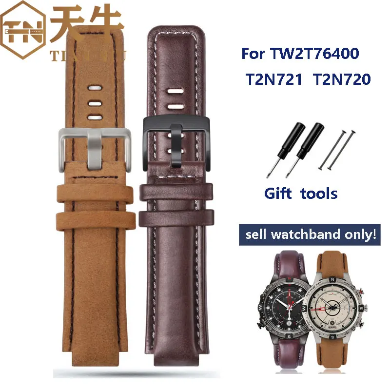 24-16mm Raised frosted cowhide For TIMEX Tide Strap TW2R55500 T2N720 T2N721 T2N739 Cowhide watchband Men's Bracelet Gift Tools