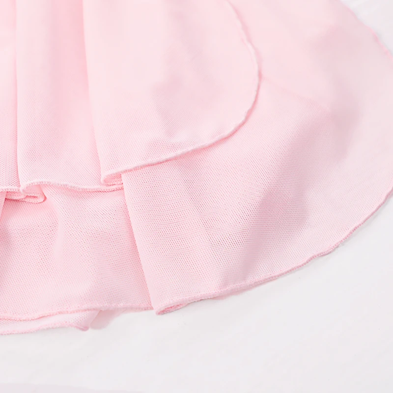 Girls Chiffon Ballet Skirt Pink Dance Skirt Kids Pull on Skirt Two Lay Skirt Elastic Waistband Skirt Tutu Skirt for Ballerina