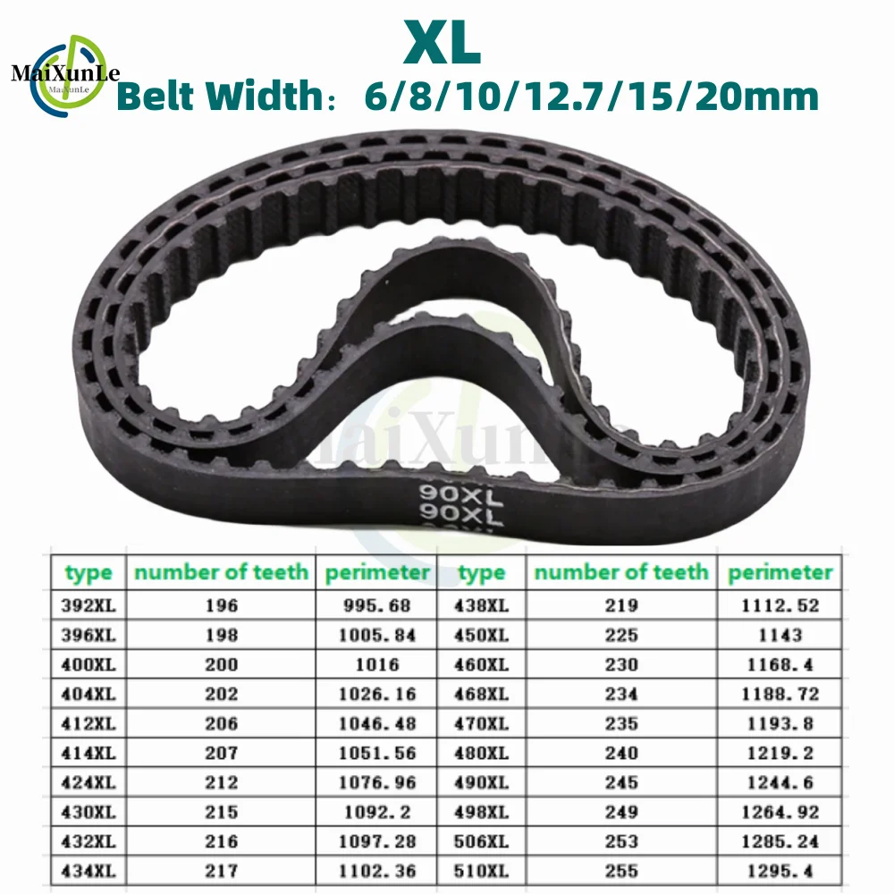 

XL Timing Belt 392XL/396XL/400XL/404XL/412XL/414XL/424XL/430XL/ 432XL/434XL~510XL Rubber Drive Belt Width 6/8/10/12.7/15/20mm