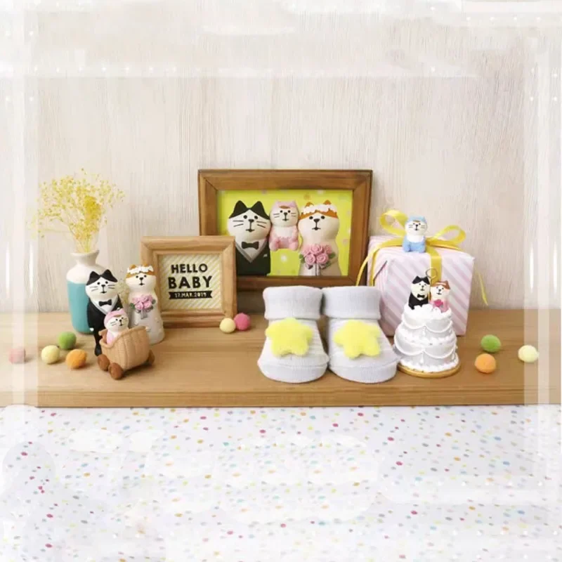 Baby Kat Actiefiguren Kinderwagen Stoel Kitten Miniatuur Ornament Accessorie Fotografie Prop Auto Interieur Desktop Decor