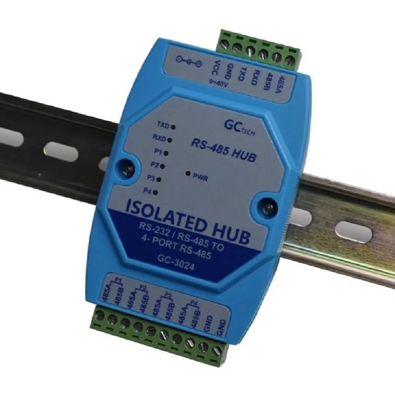 Imagem -02 - Four-way Rs485 Bus Split Hub Modbus 485 Repetidor Rs-485 Isolamento Fotoelétrico em Out Proteção contra Raios Gc3024