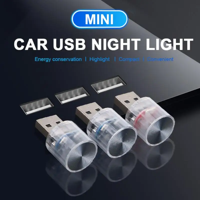 Mini USB Car Ambient Light Colorful Flash LED Atmosphere Lamp Portable Plug Play Auto Interior Decorative Lighting Auto Interior