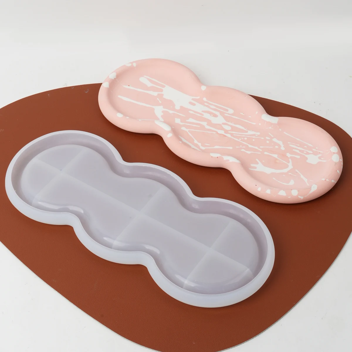 DIY Round Storage Tray Silicone Mold Handmade Plaster Coaster Craft Molds Concrete Resin Jewelry Display Plate Making Home Decor