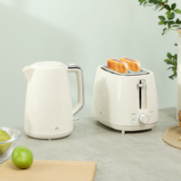 HOMCOM toaster set for 2 slices and kettle 2200W 1.7L cream