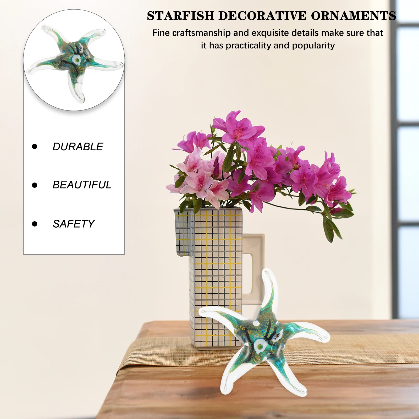 

Colorful Glass Sea Star Decor Exquisite Creative Desktop Star Fish Shaped Ornament Unique Glass Craft Decor Indoor Desktop