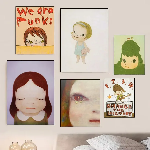 Yoshitomo نارا الفن سلسلة المشارك طباعة قماش صور المنزل لغرفة المعيشة وغرفة النوم جدار ديكور حديث اللوحة بدون إطار