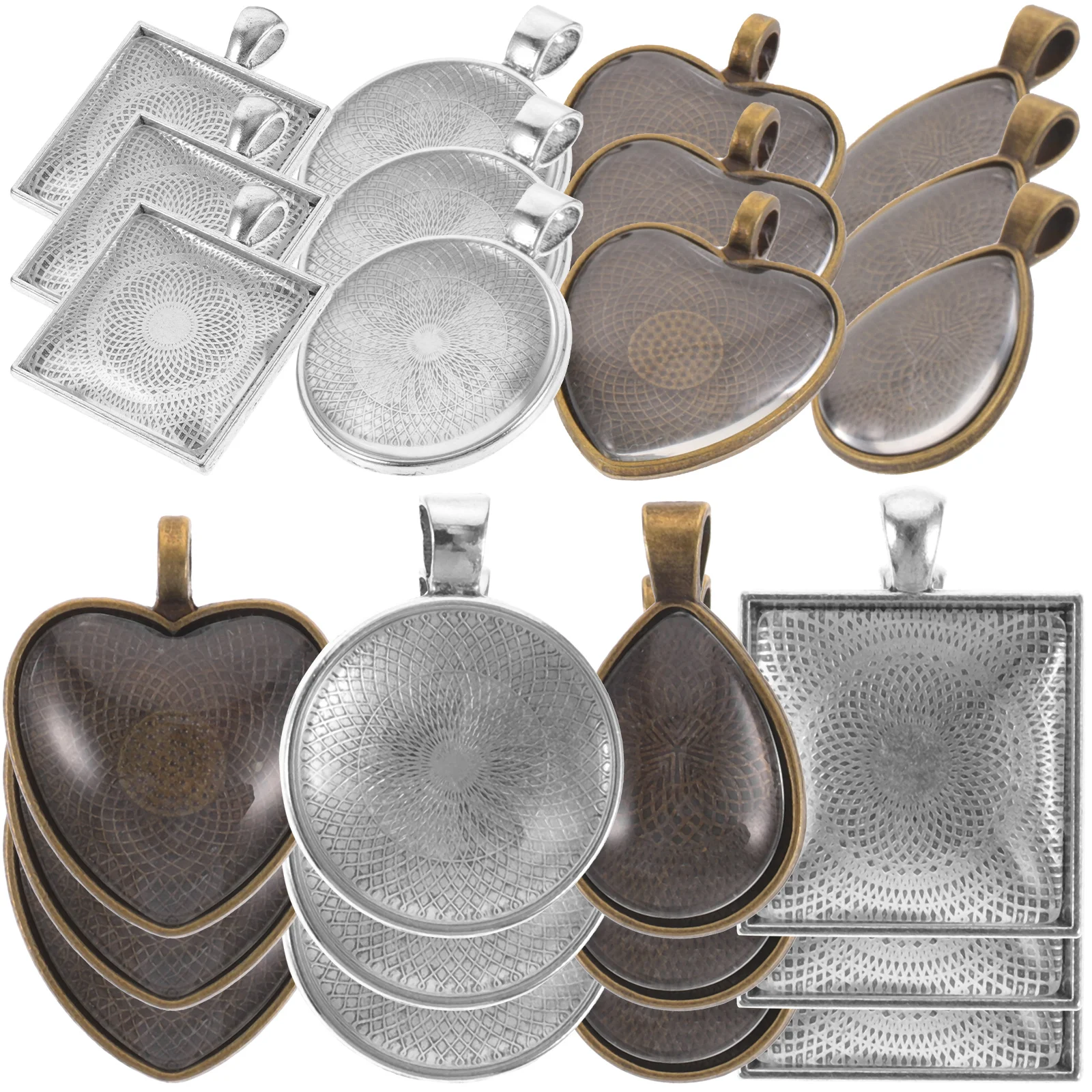 

1 set 1 Set Diy Bezel Pendant Trays Blanks Jewelry Making Alloy Bezel Trays For Necklace Bracelet Earring Cabochons Glass