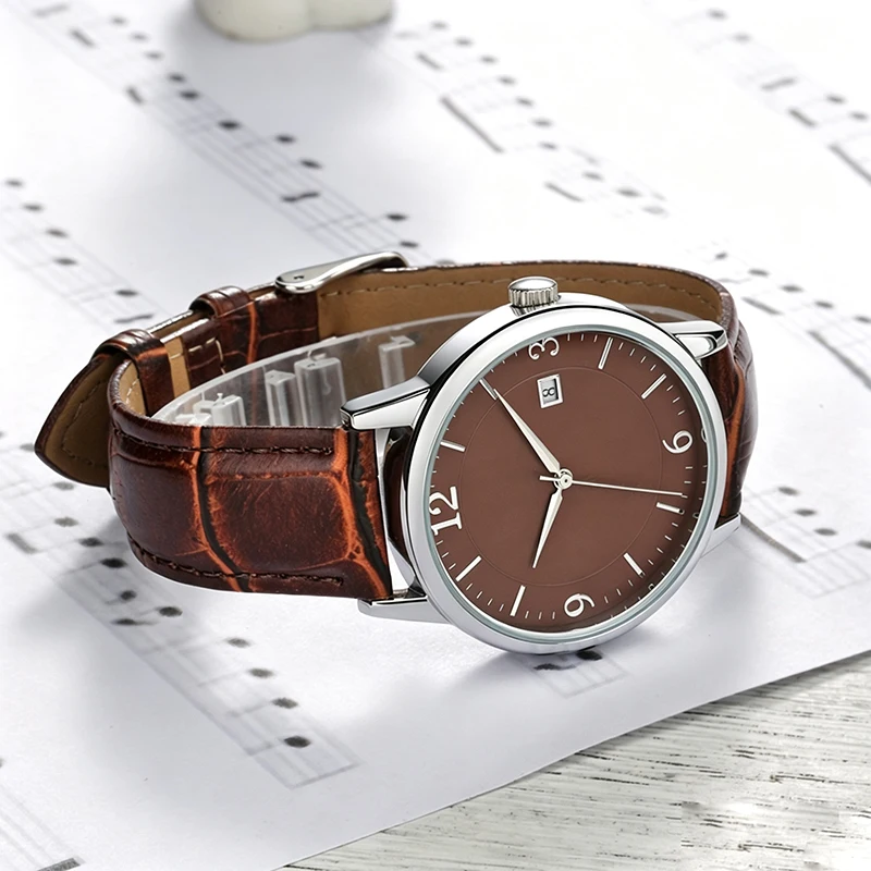 Women Quartz Watch Simple 3D Embossed Dial 30M Waterproof Leather Strap Casual Ladies Wrist Watch For Teen Girls Daily Gift