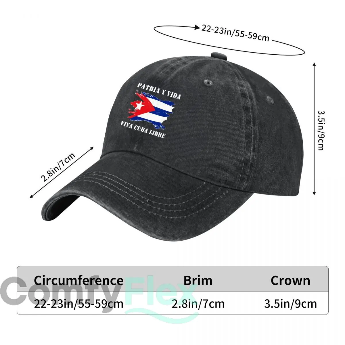 Patria Vida Viva Cuba Libre Cuban Flag New Vintage Washed Cotton Baseball Cap Sun Hats