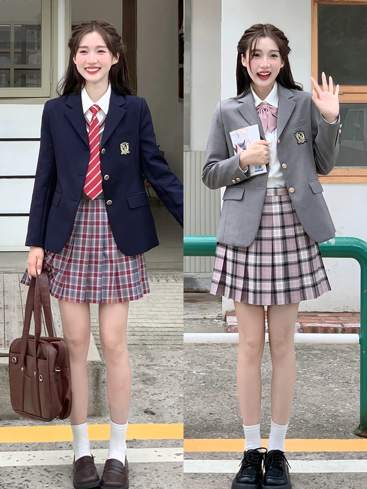 

Tokyo Seasonal Record JK Uniform School Uniform Style Women's Grey Suit Set Cute Academy Fashion Spring New Arrival