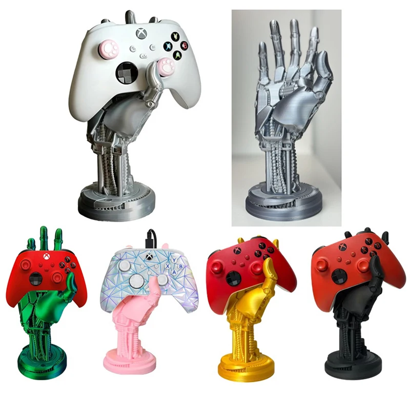 Cyberpunk Robotic Arm Integrated Handle Bracket Game Controller Holder Headphone Stand Creative Collectible Desktop Decoration