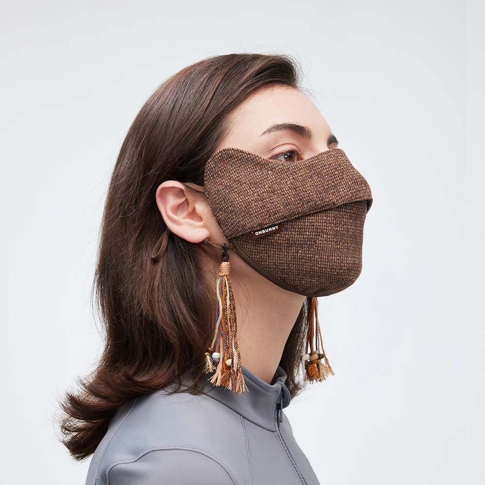 OhSunny Cubierta facial cálida de invierno, Máscara de borla retro Máscaras térmicas gruesas de peso ligero Forro agradable para la piel, UPF50 a prueba de viento al aire libre