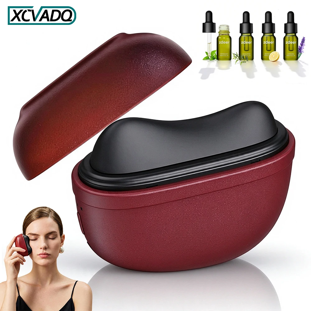 Heated Red Light Electric Gua Sha Massager Facial Sculpting Tool for Face Neck Lifting & Skin Firming Beauty Tool Gift for Women