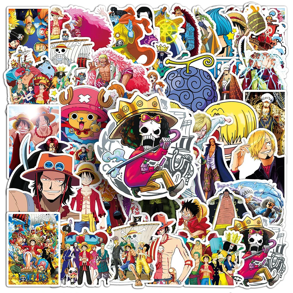 10/30/50pcs ONE PIECE Anime Stickers Cool Luffy Cartoon Waterproof Sticker Toy DIY Skateboard Phone Suitcase PVC Sticker for Kid