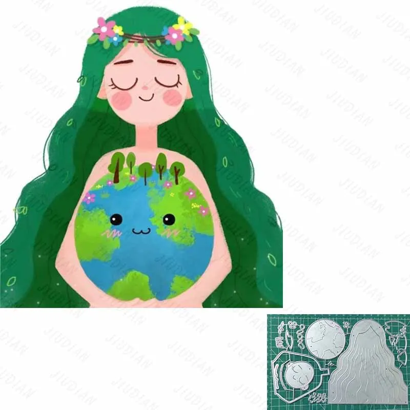 Girl Earth Ocean Tree Metal Cutting Dies For DIY Scrapbooking Photo Album Craft Decorat Paper Template Handcraft Gift Card