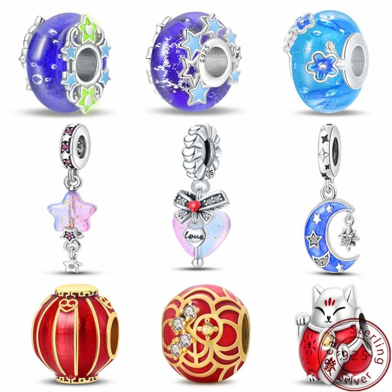 Happy New Year 2024 New 100% Silver 925 Charms Fit Pan Original Bracelets Chinese Elements  Bead Pendant DIY Jewelry Making
