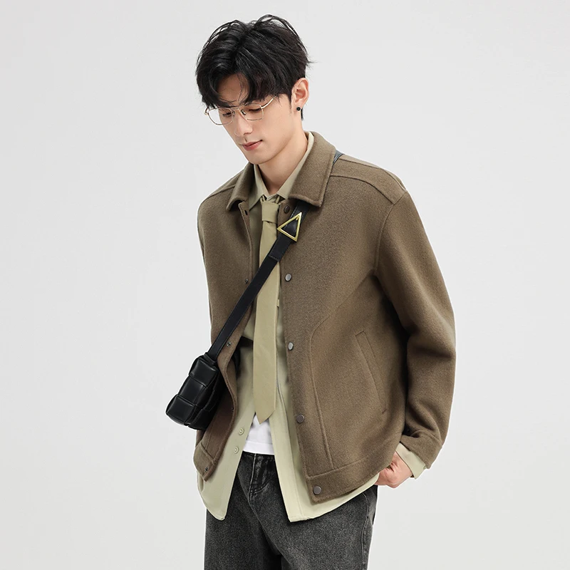 

Winter Autumn Men Cashmere Jacket Black Gray Brown Wool Coat Smart Casual Attire Soft Warm Garment Hand-stitched Craftsmanship