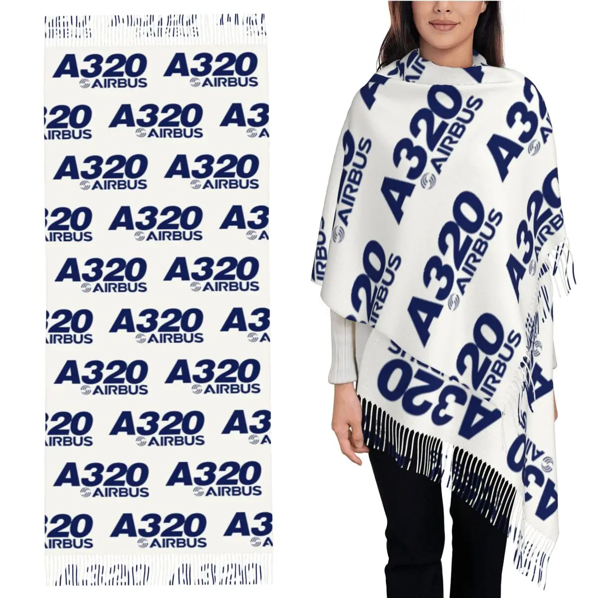 

Шарф с логотипом Airbus A320, шарфы с кисточками, женские мягкие теплые шали и накидки, длинная осенне-зимняя шаль