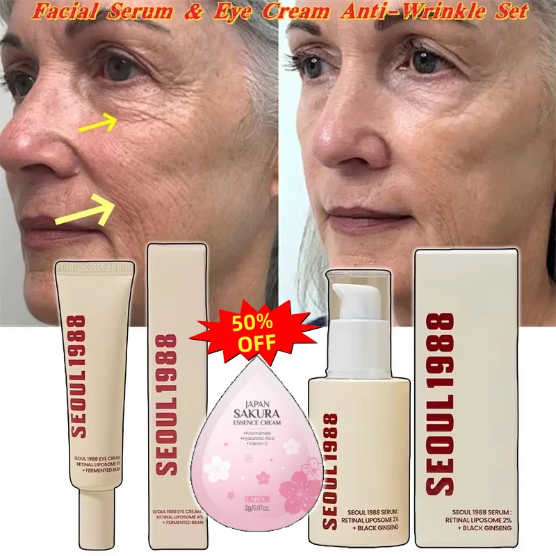 

SEOUL 1988 Vitamin C Wrinkle Care 4% Retinol Ginseng Face Serum Firm Fine Lines Eye Cream Hydrating Moisturizing Brightening Set