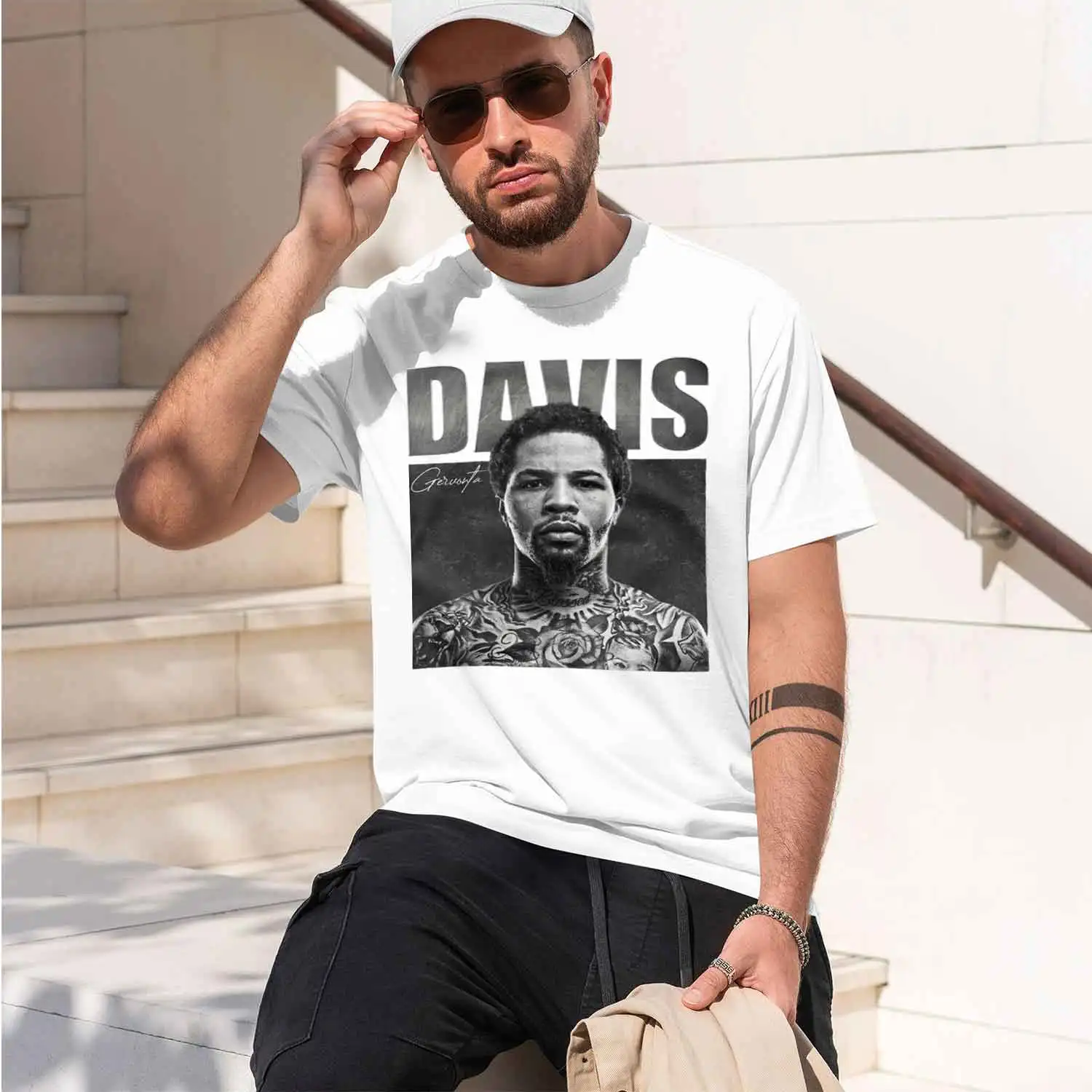Gervonta Davis Portrait Tattooed Boxing The Boxings Ink-Fil Womens clothing men's crew neck t-shirt 2026 New Model Men’s Short-s view 2
