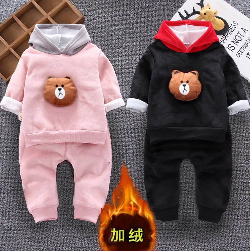 Boys Clothing Sets Children Fashion Cartoon Bear Baby T-shirt Vest Coat And Pants Suit 2pcs Outfits Kids Sport Suit1-4 years