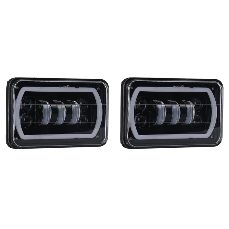 2X 4X6 Inch LED Head Light Lamp DRL Headlight Crystal Clear Hi-Lo Beam DRL Light For Jeep Wrangler Truck