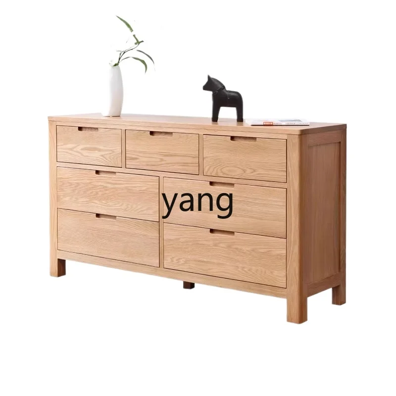 

YJQ pure solid wood oak bedroom TV cabinet furniture simple drawer storage cabinet