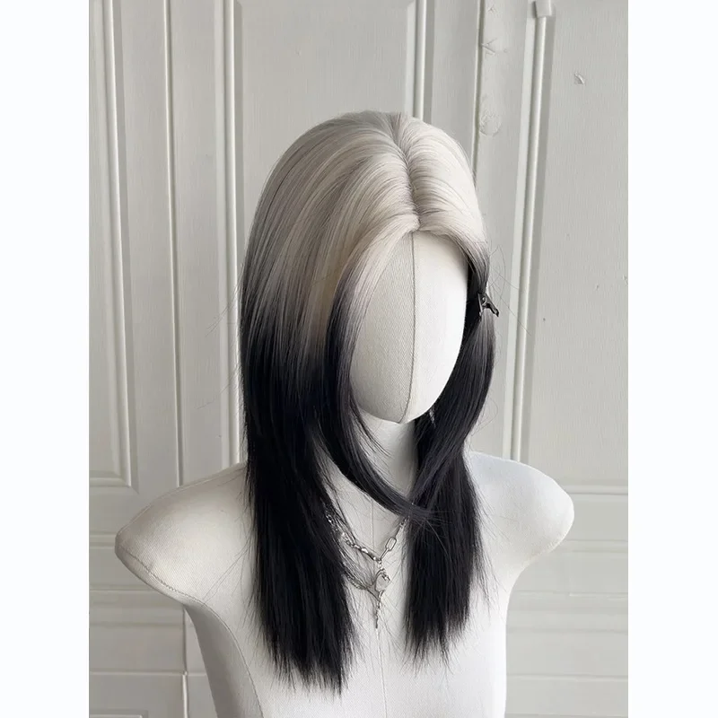 Synthetic Cosplay wigs Mullet Head Wig Natural  Long Hair Gradien High Quality wig For Men and Women Short Straight Wolf Tail 가발