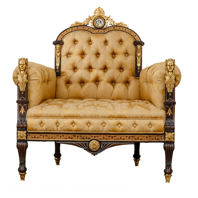 Sofá de madera para el hogar, mueble noble de un solo asiento con precio directo y diseño único, conjunto de muebles reales de lujo