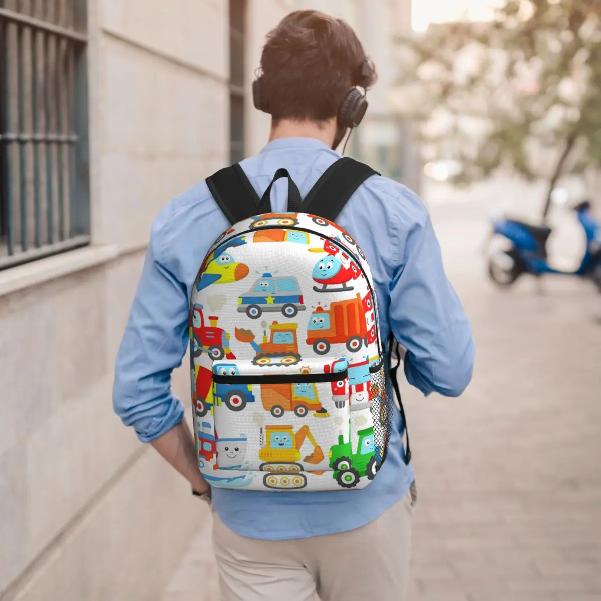 Plane Helicopter Excavator Trashtruck Ship Tractor Train Police Firetruck Backpack School Bag Daypack Bookbag Shoulder Bags