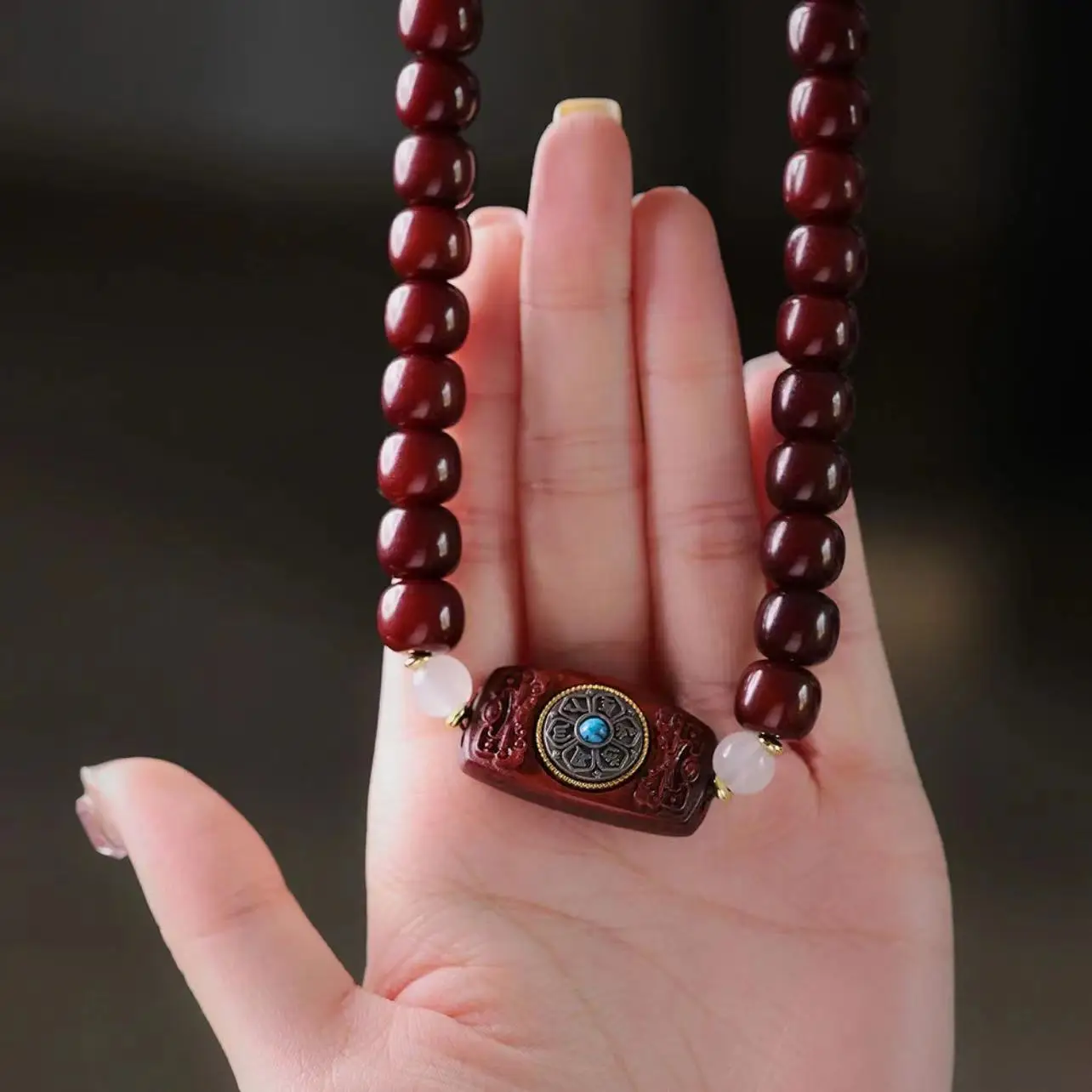 Pterocarpus Santalinus Old-Styled Bead Six Words Mantra Taisui Bracelet Good Luck Comes Decorative Buddha Beads Couple