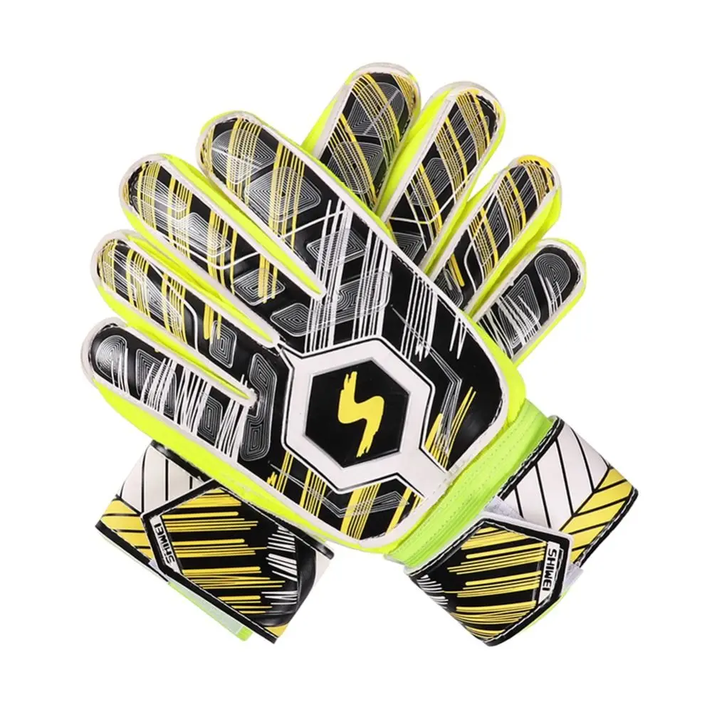 1 Pair Finger Protection Kids Goalie Gloves Antiskid Wear Resistant Goalkeeper Gloves Cushioning Mesh Play Football